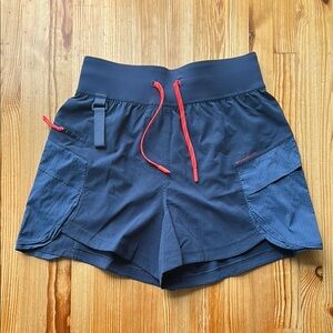 Lululemon Navy Blue Women's Shorts with Red Accents